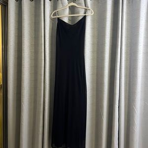 Jump long Black Cocktail Dress with Rhinestone straps.